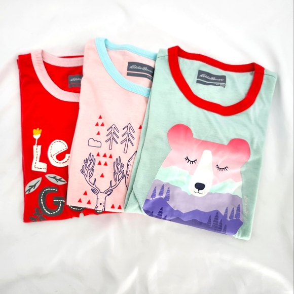 Eddie Bauer Girls Sleep Shirt Bundle of 3 Size L (14/16) Pastels Lets Get Wild - Picture 1 of 10